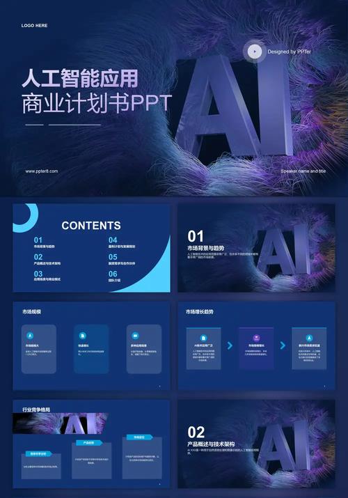 ai人工智能應用商業計劃書ppt模板預覽圖